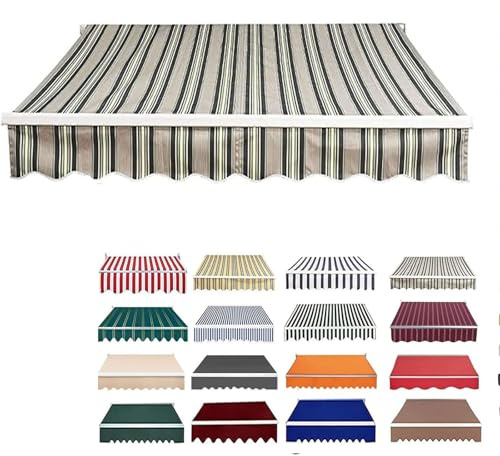 Manuell infällbar trädgårdsmarkis, tygersättning 310 x 150 cm (10,2 x 5 fot) för uteplats, terrass, utomhusbruk – hållbart solskydd baldakinskydd för trädgård