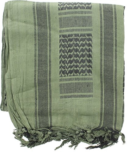 Army Universe Military Shemagh Arab Tactical Desert Keffiyeh Scarf, 100% Cotton Lightweight Head Wrap Cover (Olive Drab & Black)