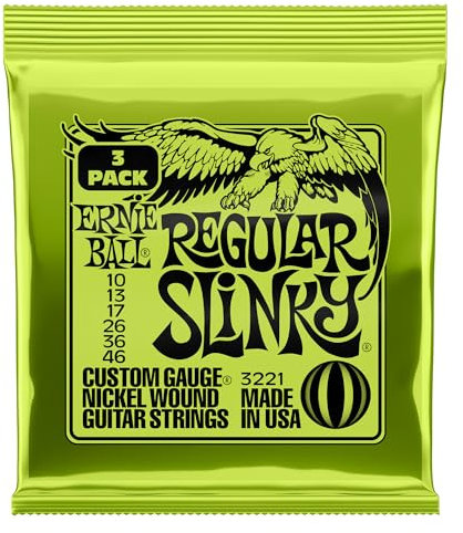Ernie Ball Regular Slinky Nickel Wound E-Gitarrensaiten, 3er-Pack, Stärke 10-46