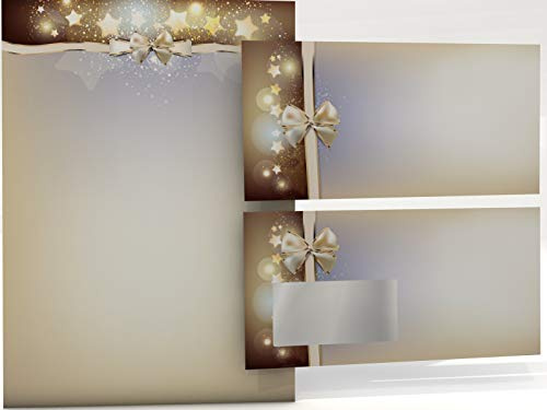 Weihnachtsbriefpapier Set | Sternen Nebel | 20 Blatt Motivpapier A4 | 20 Briefumschläge OHNE FENSTER im DIN LANG-Format | Briefpapier Set