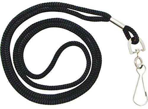 HOSL Black Nylon Lanyards, 100 Pack Bulk Office ID Card Lanyards with Swivel Hook (Modern/Fitted, 19 inches, 1.54lb)