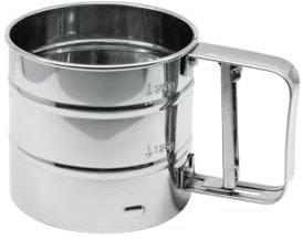 FM Professional 21666 Tamis de cuisine inox, tamis de farine, tamis professionnel, Acier inoxydable, 10,4 x 9,3 x 16 cm