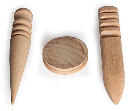 Nueva DIY Natural de madera maciza de madera redonda de Leathercraft 3pcs borde multi-Bruñidor tamaño de cuero de Trabajo