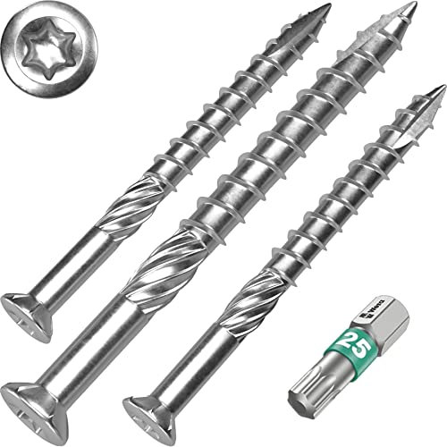 T-Shirt Inox 5 x 40 Vis pour terrasse C1 acier inoxydable trempées Torx + Teinté Wera TX 25 acier inoxydable Bit, Vis, Vis terrasse AISI 410 martensitisch