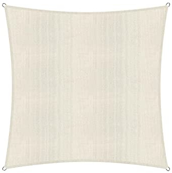 Lumaland Sunsail carré 3 x 3 mètres | Protection Solaire résistante aux intempéries avec Cordes de Fixation | Terrasse, Jardin et Balcon, Toile à Voile HDPE, Protection UV [crème]