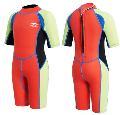 Gogokids Shorty Neoprenanzug Kinder, 2,5mm Neopren Thermo Kurze Nassanzüge mit Rückenreißverschluss, UV-Schutz Neoprenanzüge für Jungen Mädchen 3-10 Jahre zum Schwimmen, Surfen, Tauchen