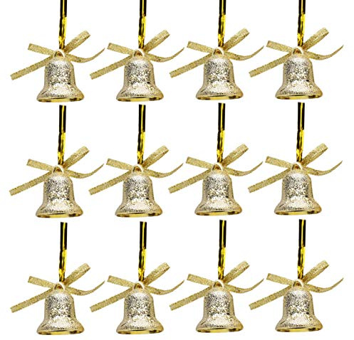 Christmas Concepts® Pack Of 12 30mm (1.2) Gold Bells With Ribbons - Christmas Tree Decorations - Traditional Decorations