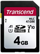 Carte SD Transcend TS4GSDC410M Classe 10 UHS-I 4 Go, lot de 1