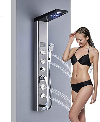 Huin LED affichage numérique de la température panneau de douche tour de salle de bain colonne de douche corps SPA jet de massage avec pommeau de douche LED