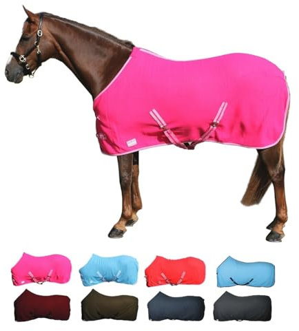 netproshop Basic Pferde Abschwitzdecke mit Kreuzbegurtung Fleece Qualität Gr. 105-155, Groesse:105, Farbe:Pink