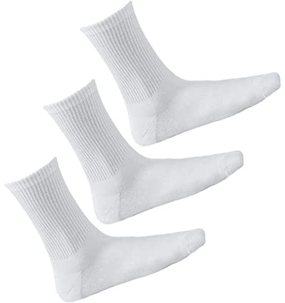 VITSOCKS 85% Bambu Vadderade Sportstrumpor Herr, Retro Tubsocka (3 PAR) Mjuk Mysig Andas, 3x vit, 43-46