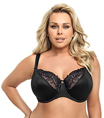 Selente My Secret K378 Reggiseno Donna in Pizzo Curvy/Taglie Forti Coppe D-K con Salva bucato Incluso, Nero, IT 5E (EU 90E)