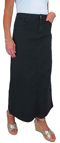 icecoolfashion Women's Stretch Denim Full Length Maxi Jeans Skirt | Ladies Casual Straight Long Denim Skirt
