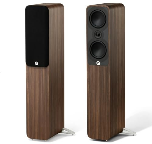 Q ACOUSTICS 5040 Floorstanding Speaker Pair Santos Rosewood - 5 Mid/Bass Drivers, 1 Tweeter - TV Speakers for Surround Sound System - Vinyl Record Player Hifi