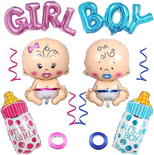 Weenkeey 6 pezzi Palloncini foil bambini Ciuccio bambino palloncino capezzolo bottiglia palloncini ragazzo ragazza alfabeto palloncini elio per rivelazione genere partito forniture Baby Shower Décor