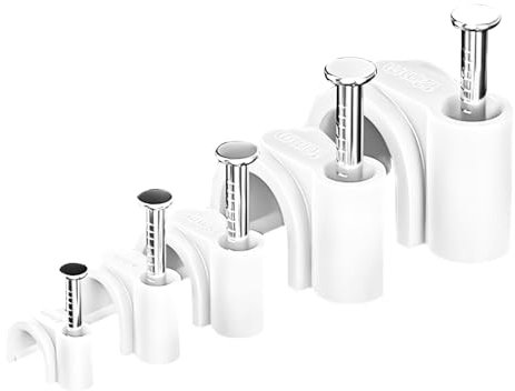 500 Stück Kabelschelle Nagelschellen Größen 4mm 6mm 8mm 10mm 12mm Kabelhalter Mit Nagel Eingestecktem für Starkstromkabel Kabel