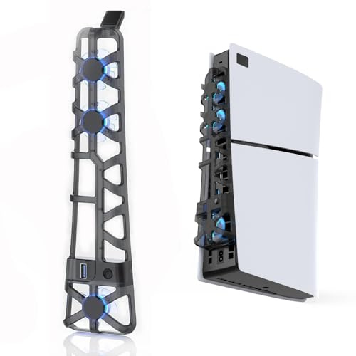 ElecGear PS5 Slim Kylfläkt, USB-drivet fodral och CPU-fläkt för 2023 PlayStation 5 Ultra HD och Digital CFI-2000-modeller