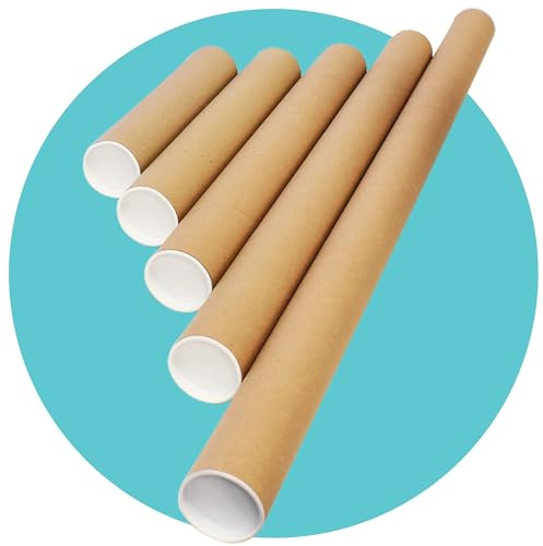 Triplast 2 x A1 Postal Tubes with End Caps (630x45mm | 25x1.8inch) - Cardboard Tube Mailers for Packing, Storing & Shipping Posters, Charts, Blueprints, Maps, Artwork & Other Rolled Documents