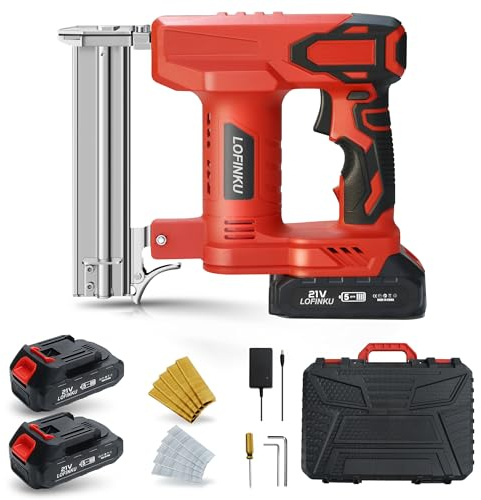 Pistola de clavos inalámbrica a batería, pistola de clavos/grapas, pistola de clavos/grapas, pistola de clavos eléctrica, clavadora sin cable, 2 baterías de 2.0 Ah, para tapicería, carpintería y