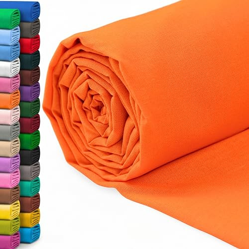 A-Express Tissu 100% Coton - 150cm (60 pouces) de Large - Tissu en Coton uni Au Mètre - Idéal pour Quilting, Couture, Confection de vêtements, Literie, Taies d'oreiller - Orange 0,5 Mètre