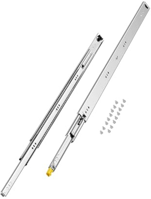 VEVOR Glissière de tiroir à extension complète, 1 paire, coulisse de tiroir verrouillable, 950 mm, capacité de charge 113,4 kg, rail coulissant à montage latéral avec roulement à billes et verrou