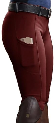 Pantalones Ecuestres Pantalones de equitación elásticos de Cintura Alta for Mujer y Hombre(Red,XXXL)