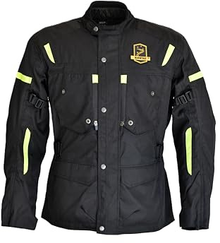SUDSTAR Motorcykeljacka, MACAO-modell, 4 säsonger, herr, 500D Cordura vattentät, reflekterande och luftfart. CE-skydd, SVART FLUO GRÖN, L