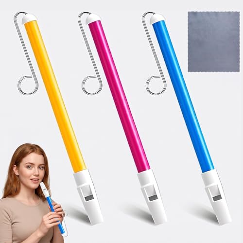 3 PCS Slide Whistle, Plastic Sliding Whistle Instrument with Stainless Steel Sliding Drawbars, Bird Sound Effect Instrument with Cleaning Cloth for Adults Music Interaction or Daily Gift