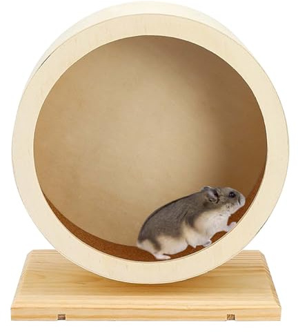 Roue en bois pour hamster - Diamètre : 15 cm - Avec surface de roulement fermée en liège - Mouvement silencieux - Roue en liège pour petits animaux de compagnie