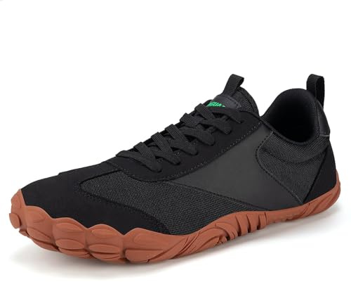SAGUARO Wide Toe Box Minimalist Shoes for Men and Women, Zero Drop Trail-Runner Barefoot Sneakers Black 10 Women/8 Men
