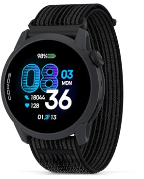 COROS PACE 4 Ultraleichte Sportuhr, 1,2-AMOLED-Touchscreen, 32g Laufuhr, 19 Tage Gebrauch, Sprachsteuerung, Trainingswerkzeuge, Präzises GPS, Trainingsplan, Laufen (Schwarz Nylon)