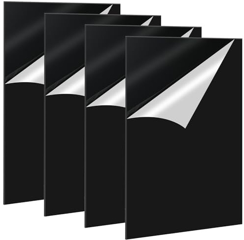 Kievano Plaque Acrylique Noire 30 × 20 cm – 4 Plaques Plexiglas 2 mm en PMMA, Panneau Opaque pour Signalétique, DIY, Présentoir, Maquette & Gravure