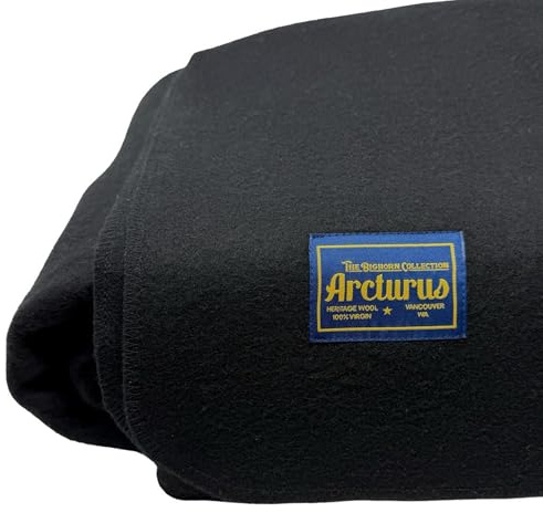 Arcturus Bighorn 100% Virgin Wool Blanket | Heirloom-Quality Wool Bedding for Home & Cabin | Warm, Thick & Durable (King Size, Raven Black)