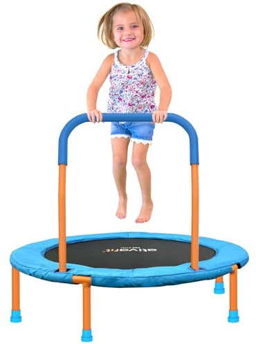 ATIVAFIT Trampoline Miniature Pliable Ø 92 cm avec poignée, Charge Max 25 kg. Modèle Compact intérieur/extérieur, pour Enfants 2 à 6 Ans (garçons & Filles), Couleur Bleue.