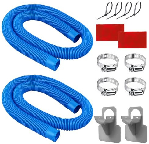 Tubo Piscina,2 Piezas Manguera Piscina 32mm,Manguera de Bomba de Piscina,Manguera de Repuesto para Piscina,Manguera de Filtro de Piscina con 4 Abrazaderas de Metal,para Bomba de Filtro y Piscina