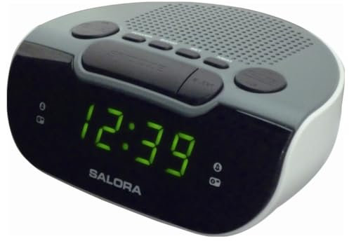 SALORA Sveglia Comodino Digitale, con Doppio alarm, sveglia Smart da comodino a batteria led Display,Radio AM/FM, Snooze e Timer Spegnimento, Nero, Compatta CR612 Sveglia Digitale Alarm Clock