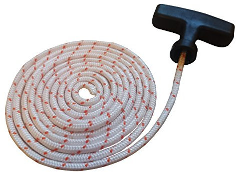 Replacement starter rope for lawnmower motor, grass cutter incl.Handle, premium quality, 3.5 mm x 2 m rope length.