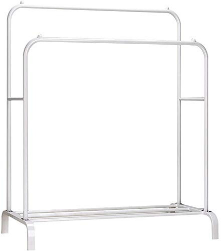 Perchero burro doble de metal con barras para colgar ropa y base inferior para zapatos o cajas | Estructura resistente, diseño compacto y moderno | Ideal para dormitorio, vestidor o lavandería