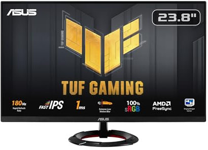 ASUS TUF Gaming VG249Q3R Gaming Monitor – 23.8-inch, Full HD(1920x1080), 180Hz, Fast IPS, Extreme Low Motion Blur™, 1ms (GTG), FreeSync™, Variable Overdrive, 100% sRGB