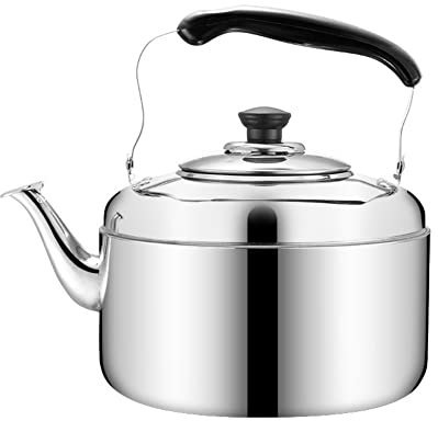 Bollitore da tè con fischio in acciaio inossidabile, 5L/6L/7L grande capacità per stufa a gas bollitore fornello a induzione a gas Teiera universale per preparare caffè 5L