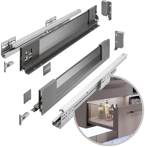 GTV – Lådsystem AXIS PRO | Låda med glassidor | låda | Lådsystem | höjd: 84 mm längd: 550 mm | antracit med rökglas