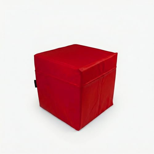 Jeflex Cubo rosso da 40 x 40 x 40 cm, in ecopelle di alta qualità, prodotto in Germania, cubo fitness con cubo in schiuma all'interno per comfort di seduta e stabilità dimensionale, cuscino da
