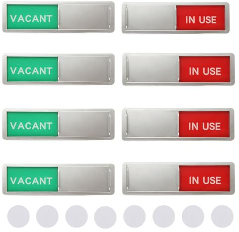 GBACHOOSE 4 Pack Vacant In Use Sliding Door Sign, Magnetic Slider Door Indicator Sign, Silver Privacy Do Not Disturb Sign, 7 x 2 In Restroom Sign Toilet Signs for Bathroom Home Office Conference Room