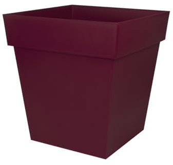 Pot de fleur carré Toscane 49,5 x H.52,5 cm - Rouge bourgogne - Eda