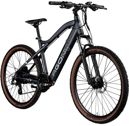 AGON Alpha E Bike Mountainbike Herren oder Damen 170-190 cm Pedelec 27,5 Zoll Hardtail MTB Trail mit Ananda Motor (Rock Grey Anthracite, 48 cm)