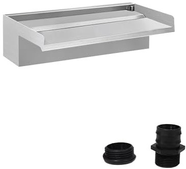 E-ANG.W Gargouille en acier inoxydable avec large plate-forme fluide, convient pour les étangs de jardin, les terrasses, les piscines et les caractéristiques d'eau (15 cm)