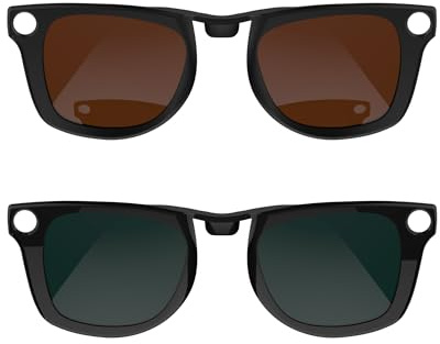 RCstyle Clip polarizado compatible con Ray-Ban Meta Wayfarer (RW4006 tamaño M estándar 50-22) Juego de clips que cambian de color (marrón, verde oscuro)