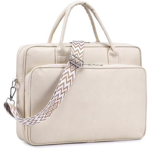 SUCIKORIO Sac Ordinateur 14 Pouces Imperméable en Cuir - Cabas Femme à Bandoulière Pour Ordinateur Portable, Travail, Cours et Étudiante
