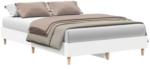 vidaXL Cadre de lit sans Matelas Blanc 120x190 cm Bois d'ingénierie, Meuble de Chambre à Coucher, sommier, lit Double, lit, châlit, lit de Palette