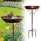 Vogeltränke Stehend, Vogelbad 76cm, Metall Vogeltränke Winterfest, Vogeltränke Frostsicher mie 5 Erdspießen, Vogeltränke für Wildvögel Wassertränke, Vogelbad, Futterstelle, für Balkon, Garten